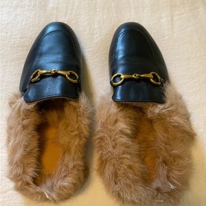 FINAL CALL: Mule Black slip on Shoes - faux leather faux fur